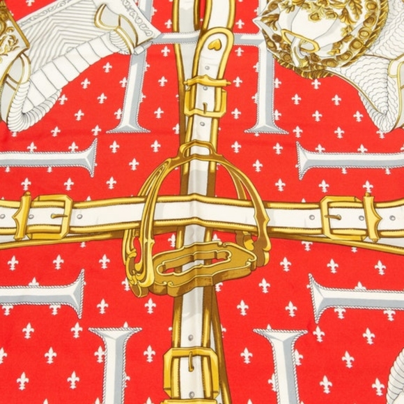 HERMES Carre 90 SELLES A HOUSSE Scarf Silk White Red blue - Picture 3 of 8